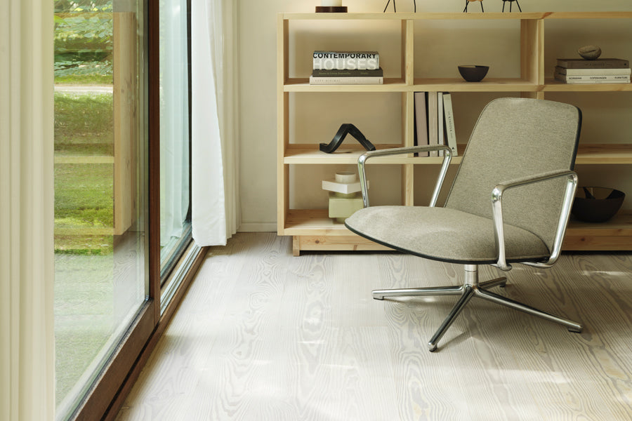 Pad Lounge Tilt Swivel Chair by Normann Copenhagen, showing pad lounge tilt swivel chair in live shot.
