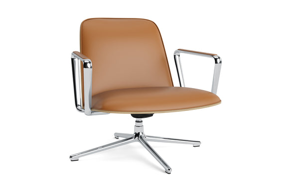 Pad Lounge Tilt Swivel Chair by Normann Copenhagen - Low, Polished Aluminum/Oak, Group 7.