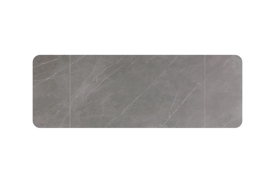 Palazzo Dining Table by Mobital, showing top view of palazzo dining table in rectangle/grey ceramic.