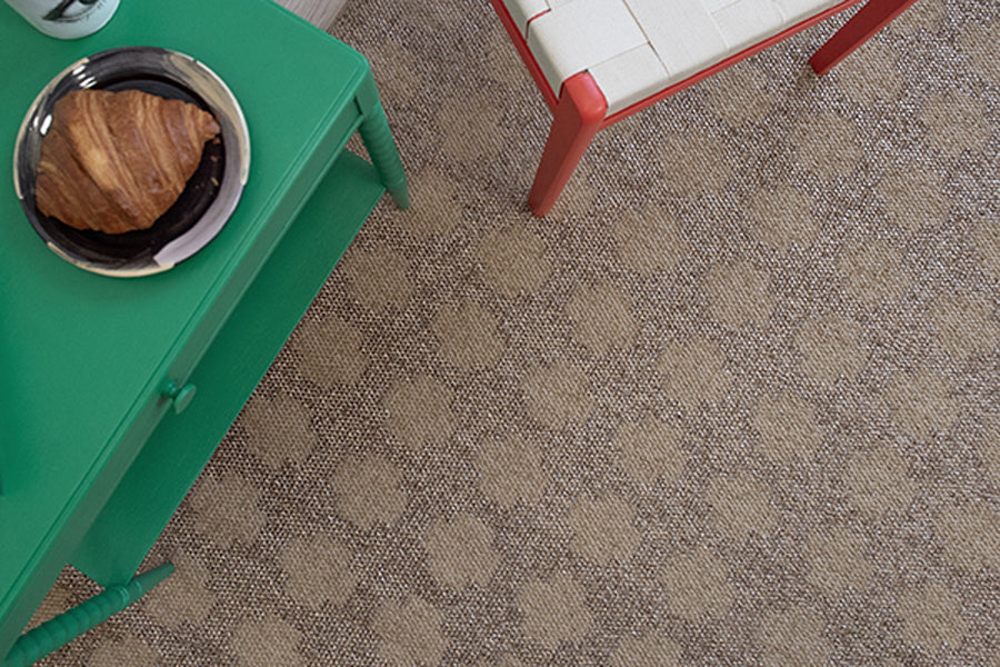 Paloma Woven Plastic Rug by Brita, showing paloma woven plastic rug in live shot.