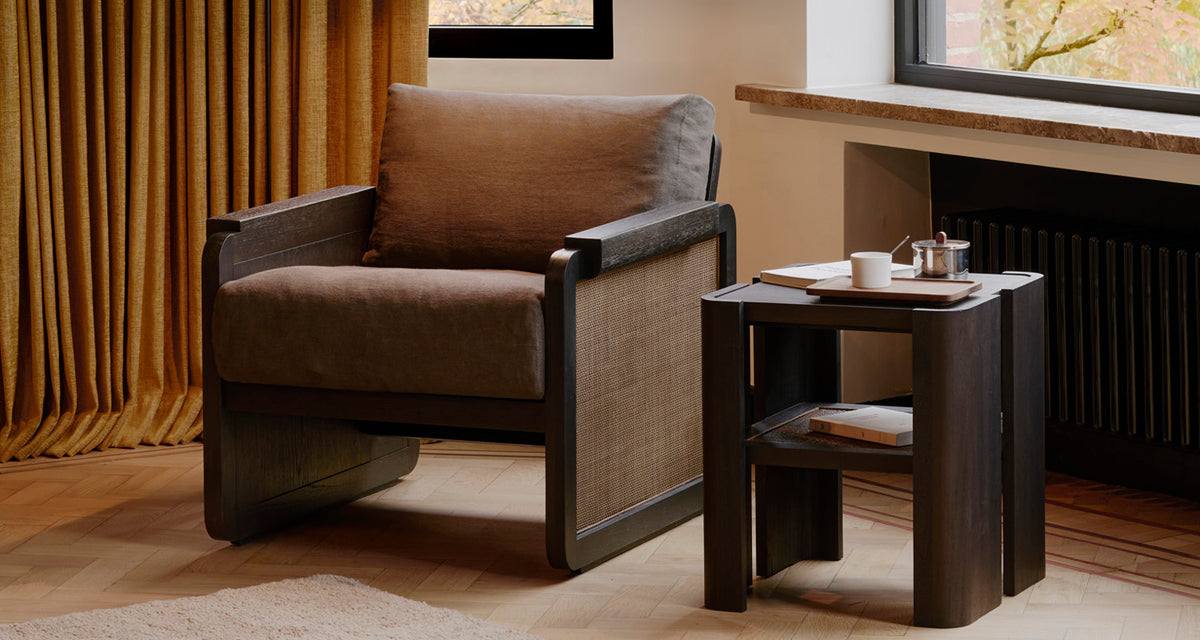 Panel Lounge Chair by Ethnicraft, showing panel lounge chair in live shot.
