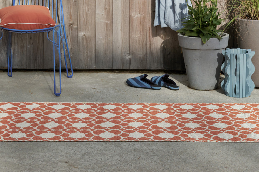 Anya Brick Runner Rug by Pappelina, showing anya brick runner rug in live shot.