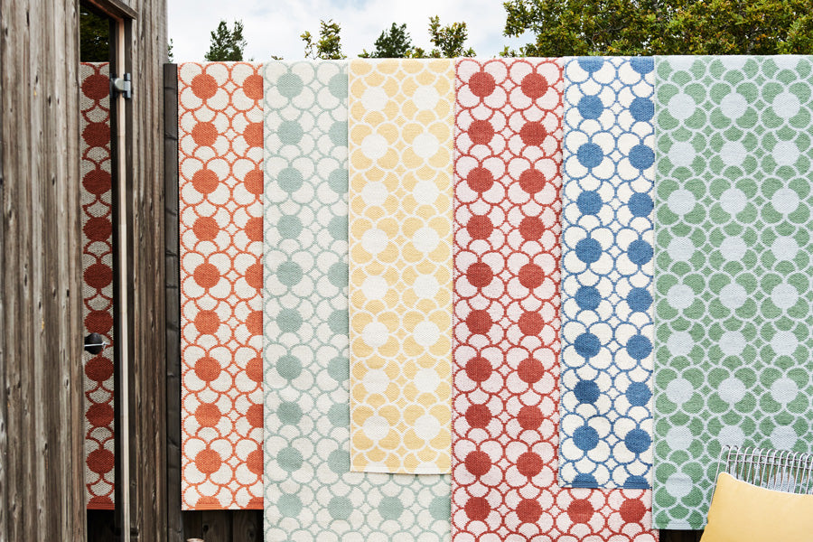 Anya Brick Runner Rug by Pappelina, showing anya brick runner rug in live shot.