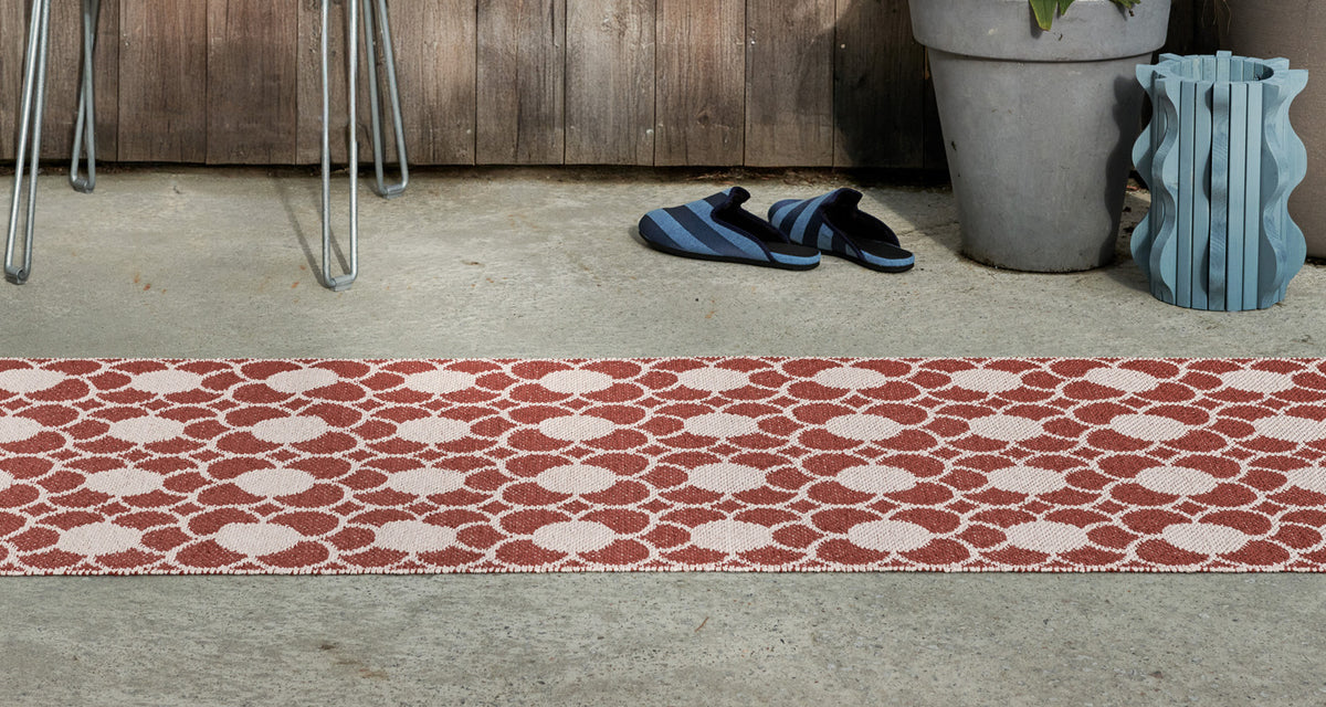 Anya Brick Runner Rug by Pappelina, showing anya brick runner rug in live shot.