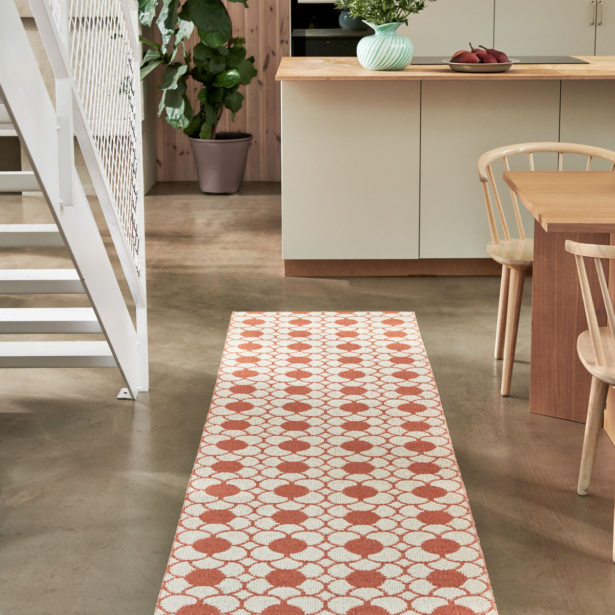 Anya Brick Runner Rug by Pappelina, showing anya brick runner rug in live shot.