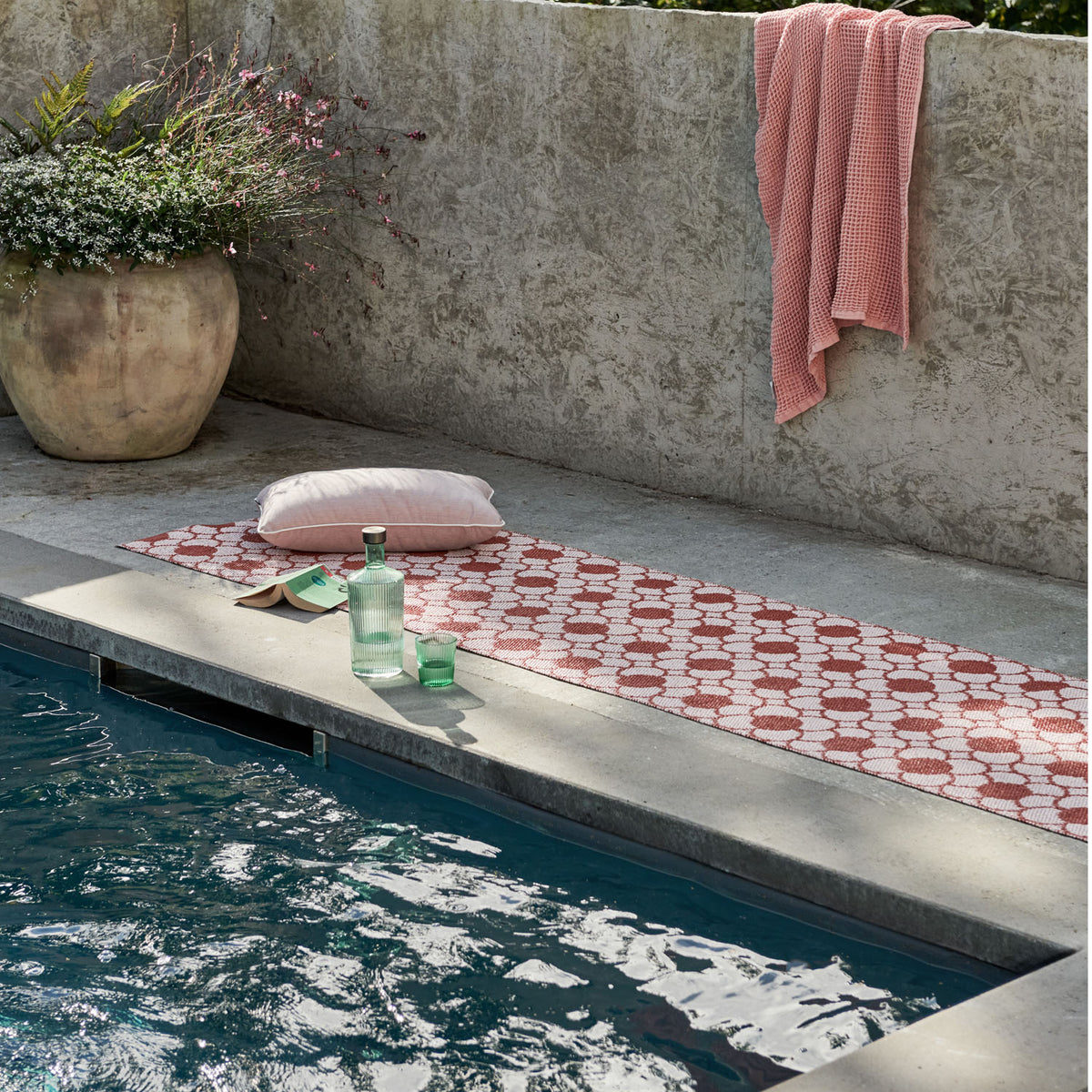 Anya Brick Runner Rug by Pappelina, showing anya brick runner rug in live shot.