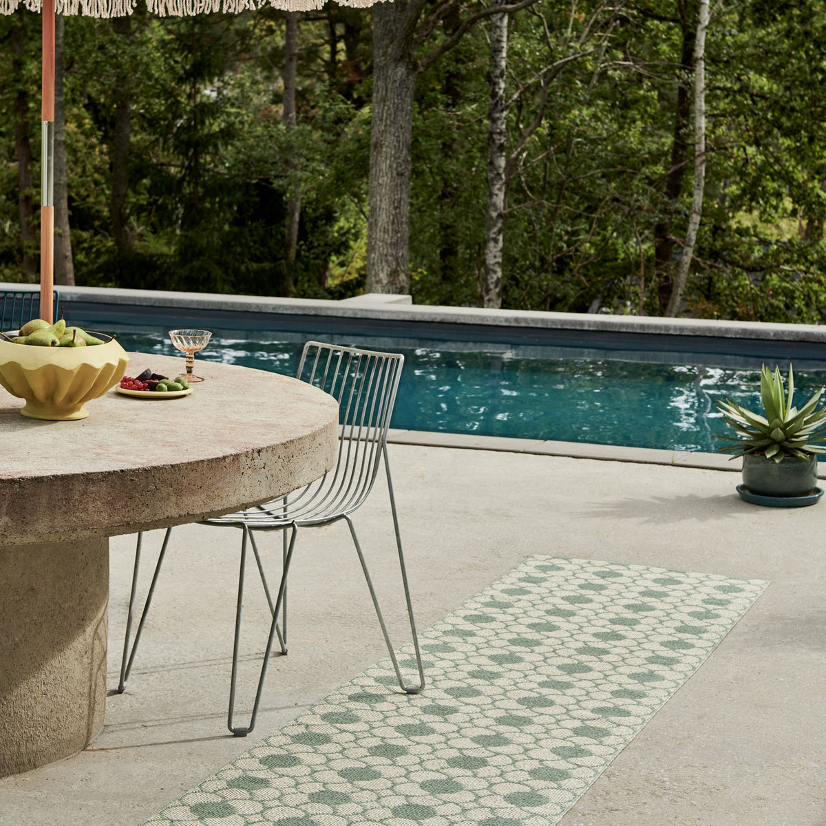 Anya Misty Mint Runner Rug by Pappelina, showing anya misty mint runner rug in live shot.