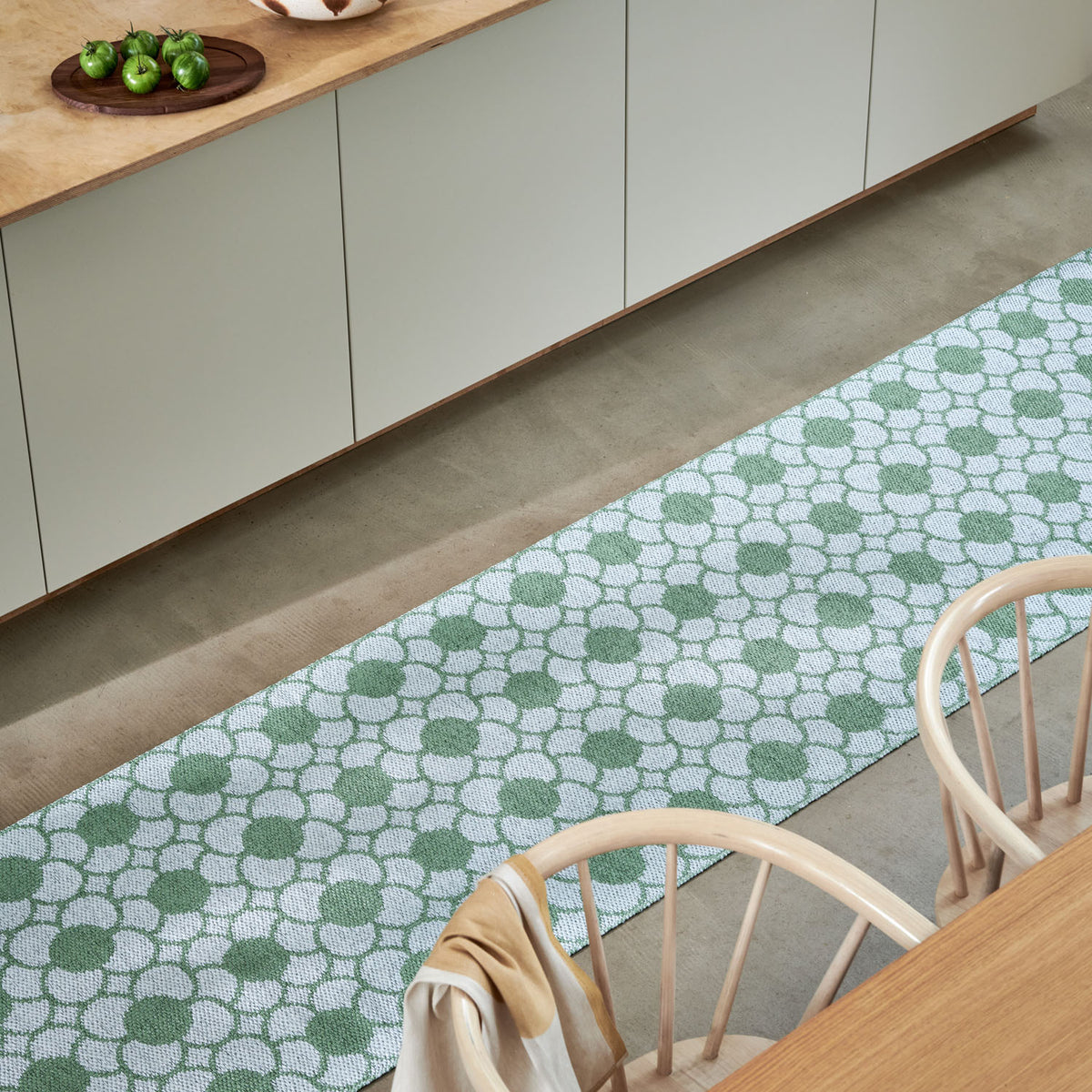 Anya Oregano Runner Rug by Pappelina, showing anya oregano runner rug in live shot.