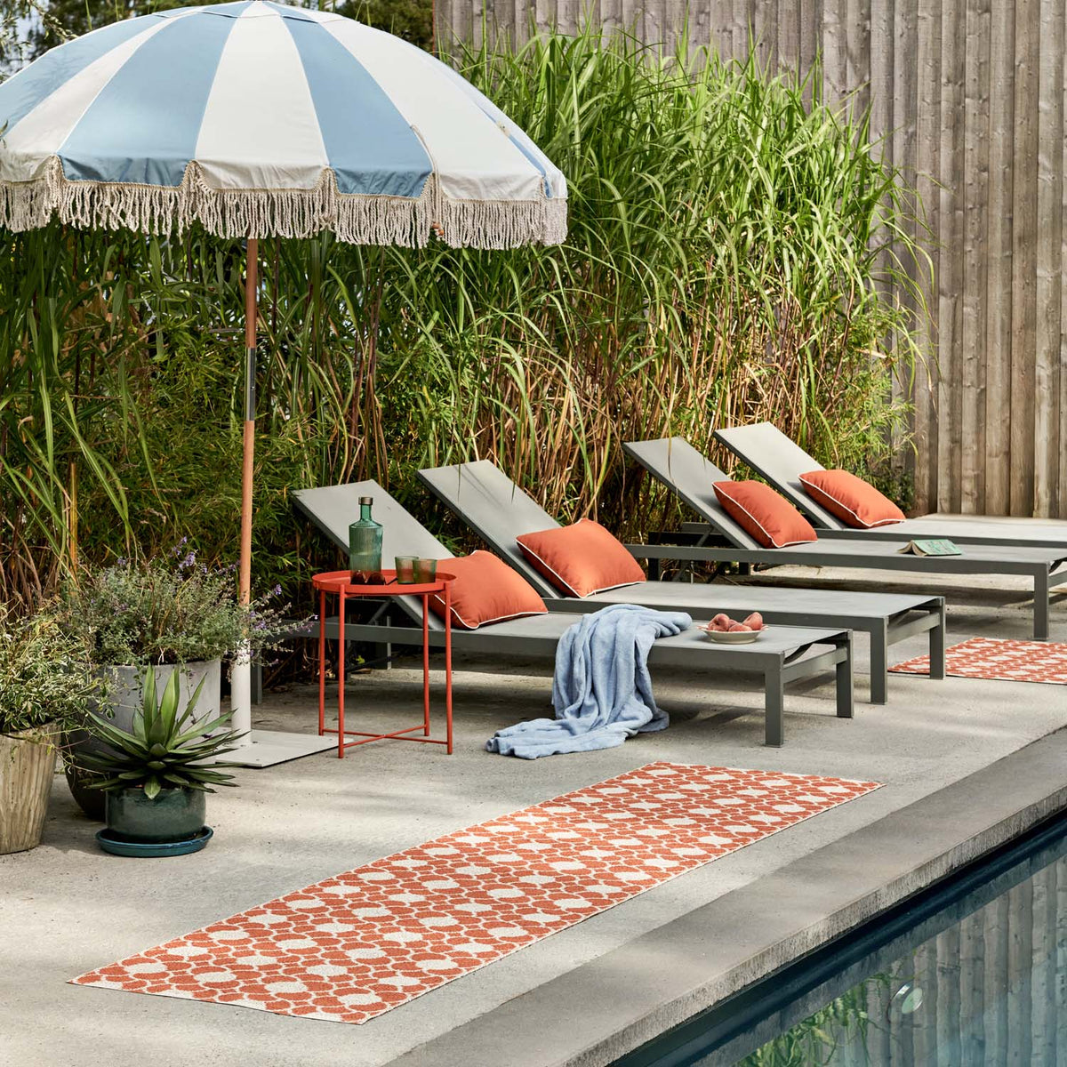 Anya Pale Orange Runner Rug by Pappelina, showing anya pale orange runner rug in live shot.