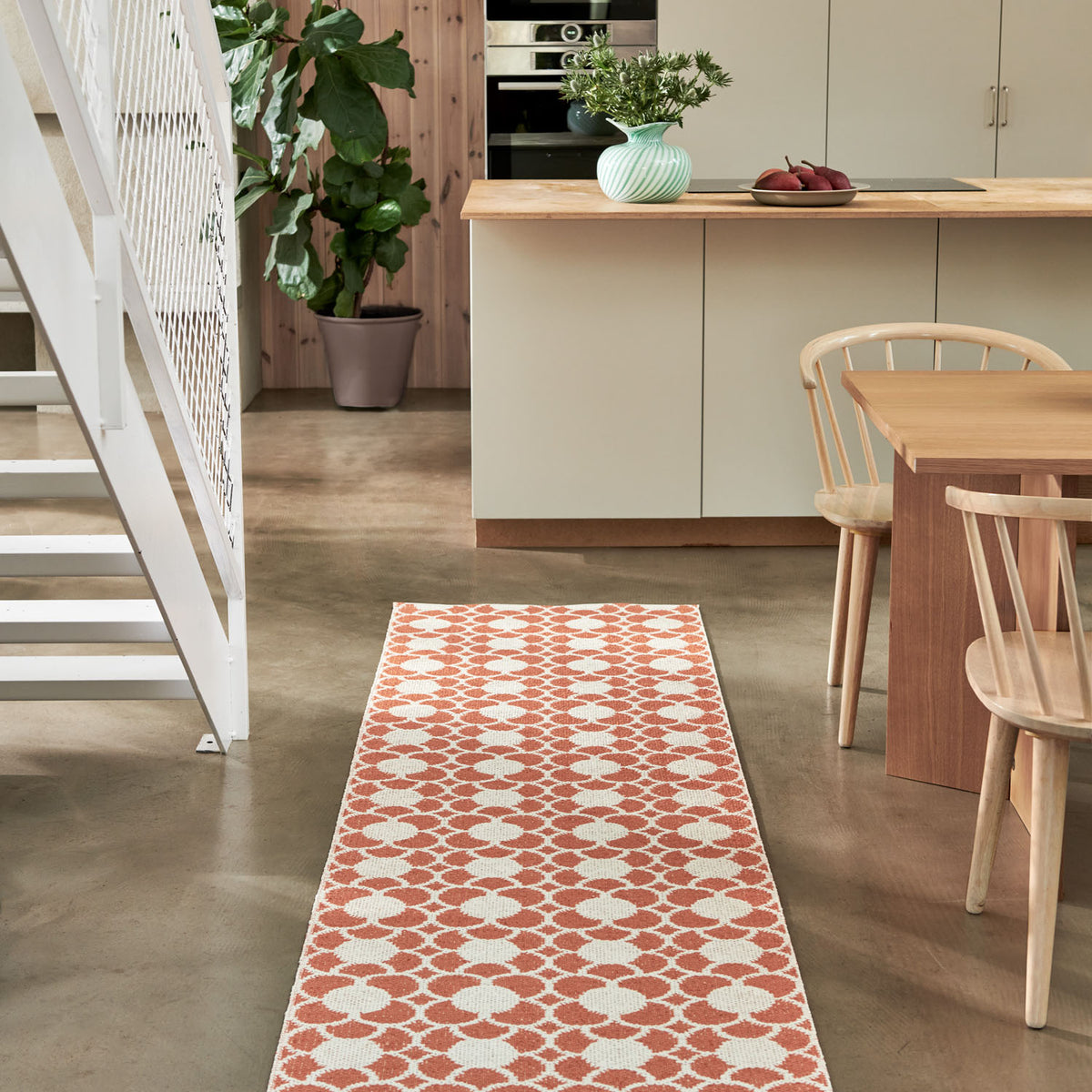 Anya Pale Orange Runner Rug by Pappelina, showing anya pale orange runner rug in live shot.