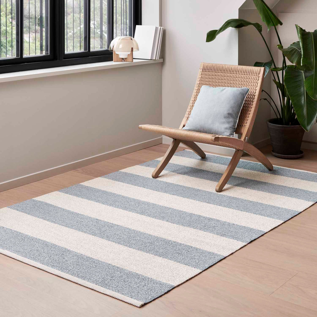 BOB Blue Fog Runner Rug by Pappelina, showing bob blue fog runner rug in live shot.