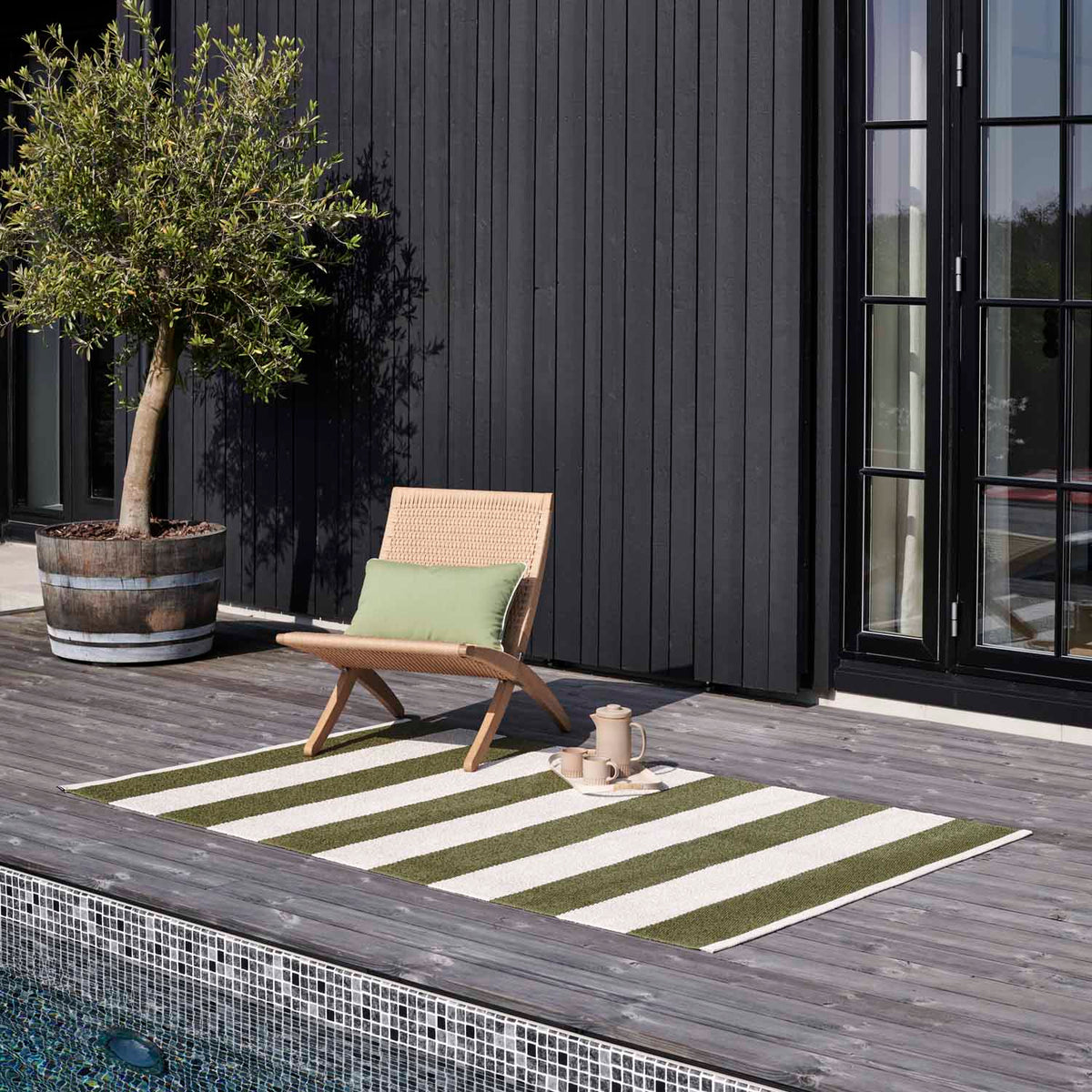 BOB Charcoal Runner Rug by Pappelina, showing bob charcoal runner rug in live shot.