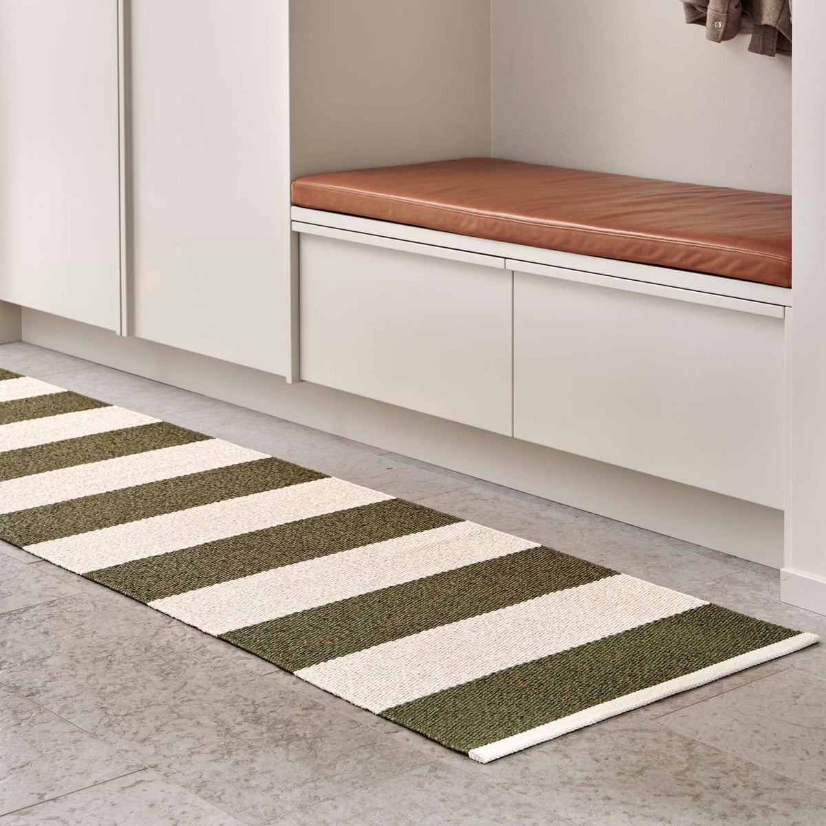 BOB Pine Runner Rug by Pappelina, showing bob pine runner rug in live shot.