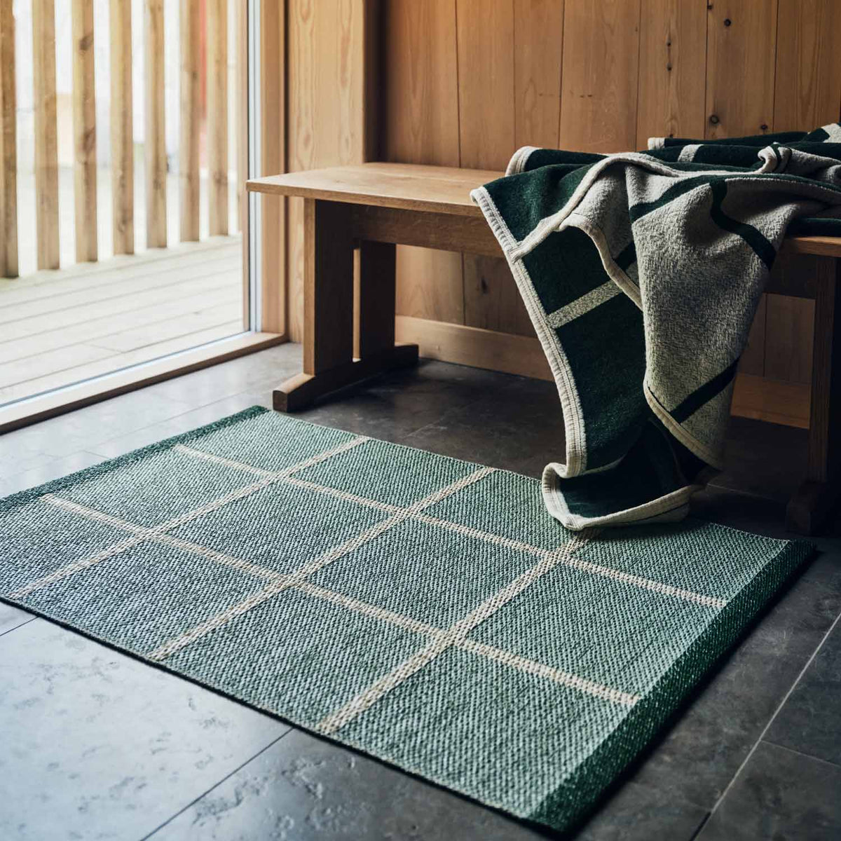 CRISS Haze Runner Rug by Pappelina, showing criss haze runner rug in live shot.
