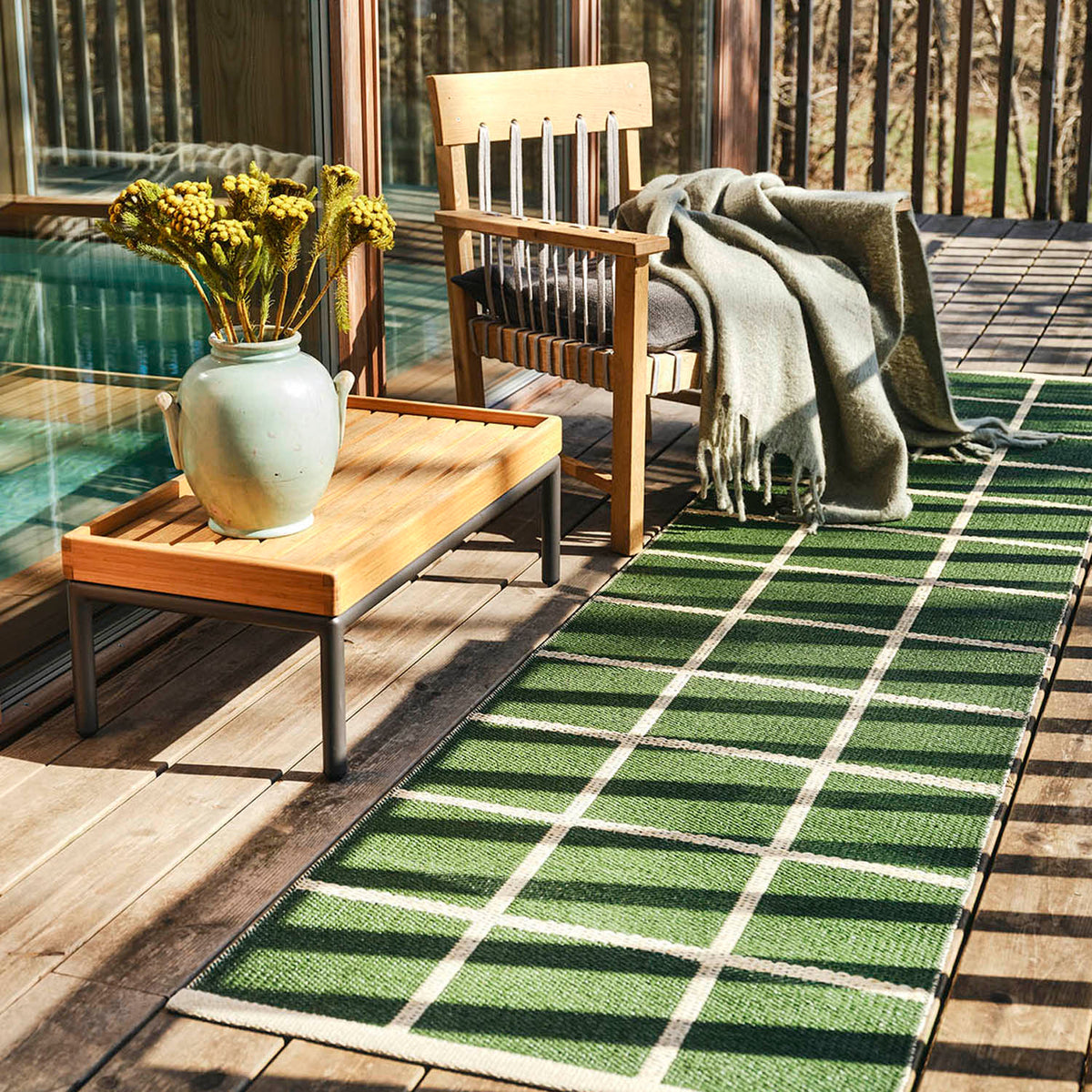 CRISS Leaf Runner Rug by Pappelina, showing criss leaf runner rug in live shot.
