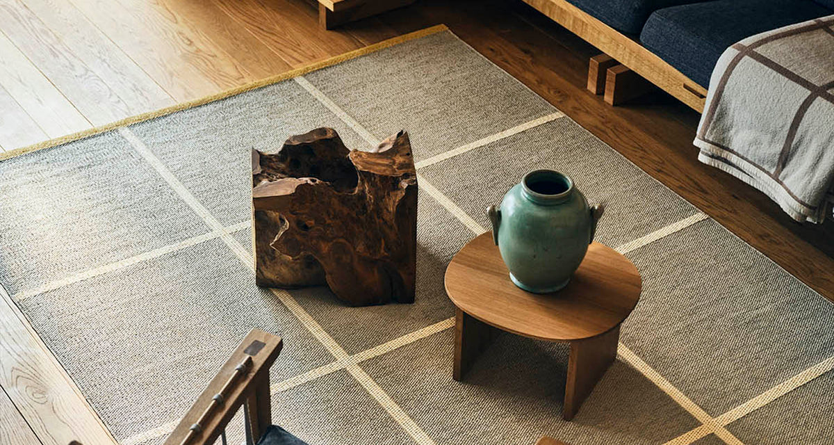 CRISS Linen Runner Rug by Pappelina, showing criss linen runner rug in live shot.