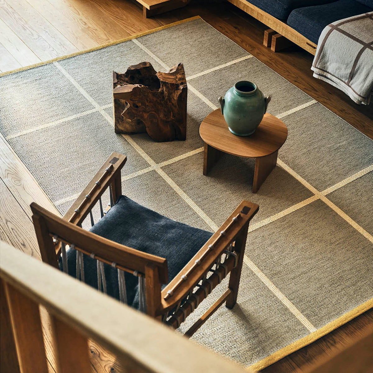 CRISS Linen Runner Rug by Pappelina, showing criss linen runner rug in live shot.