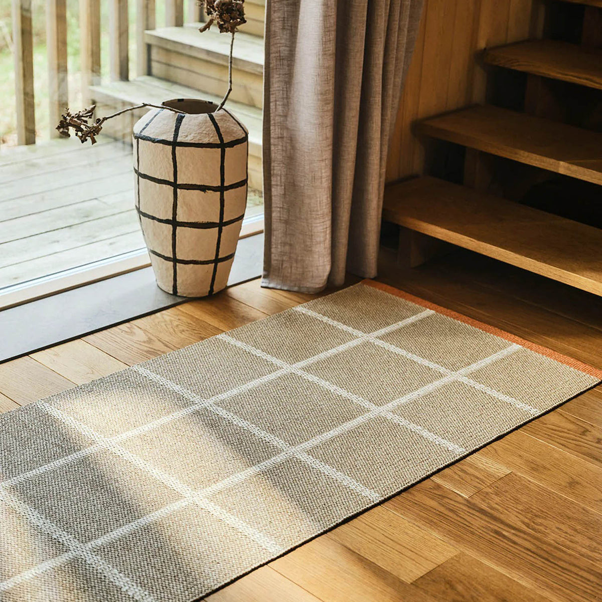 CRISS Linen Runner Rug by Pappelina, showing criss linen runner rug in live shot.