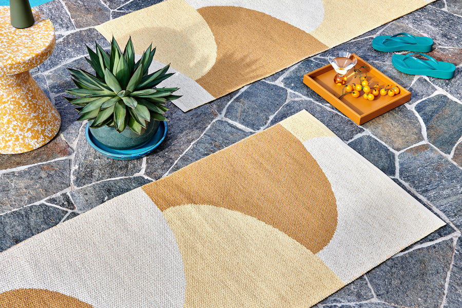 Hill Army Runner Rug by Pappelina, showing hill army runner rug in live shot.