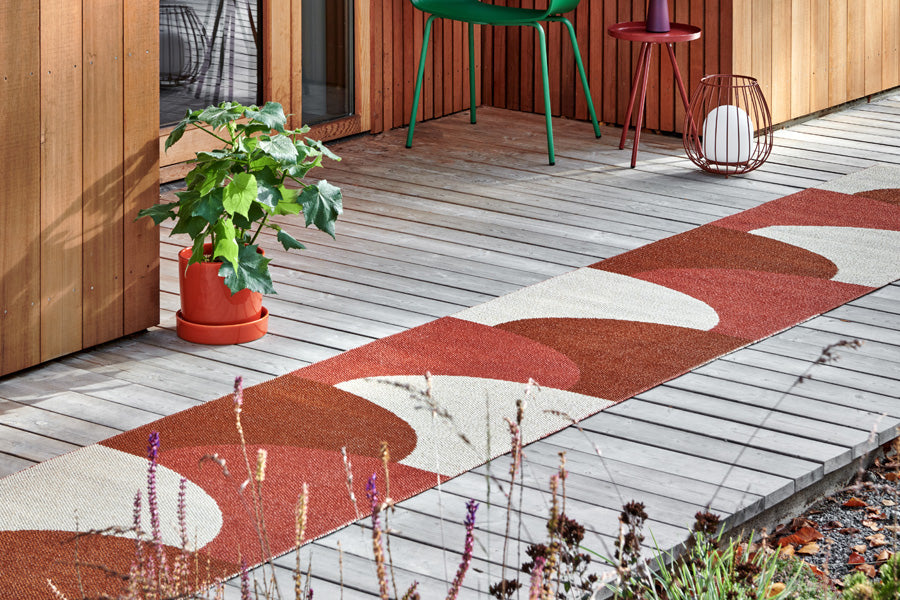 Hill Ochre Runner Rug by Pappelina, showing hill ochre runner rug in live shot.