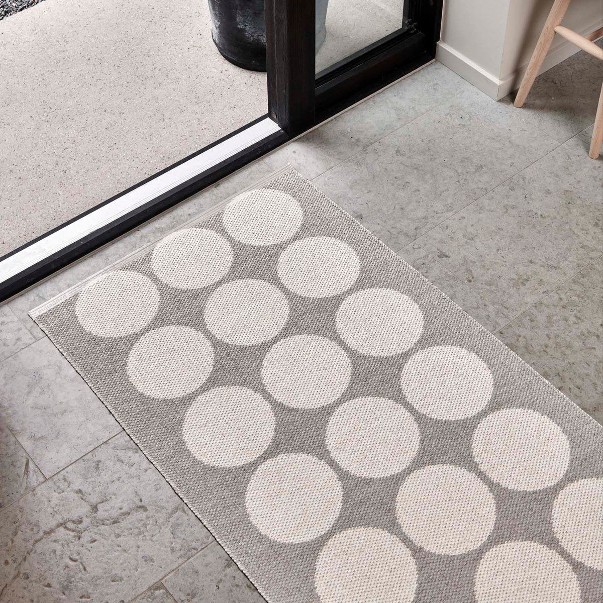 Hugo Vanilla Runner Rug by Pappelina, showing hugo vanilla runner rug in live shot.