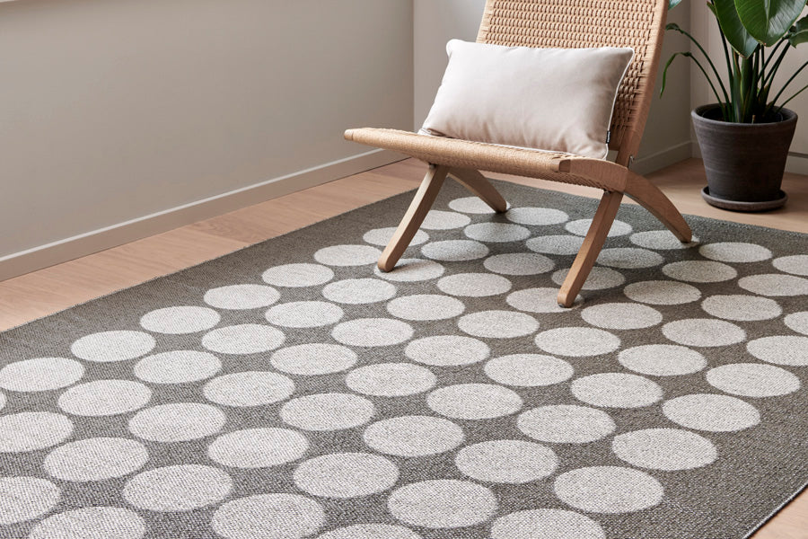 Hugo Walnut Runner Rug by Pappelina, showing hugo walnut runner rug in live shot.