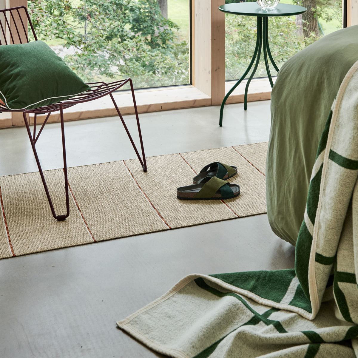 Lea Beige Runner Rug by Pappelina, showing lea beige runner rug in live shot.