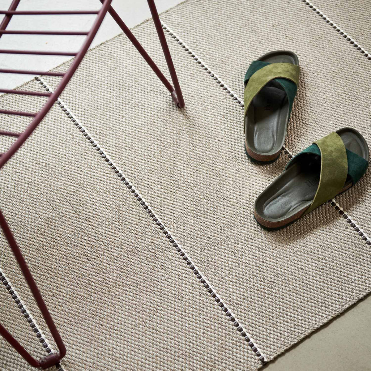 Lea Linen Runner Rug by Pappelina, showing lea linen runner rug in live shot.