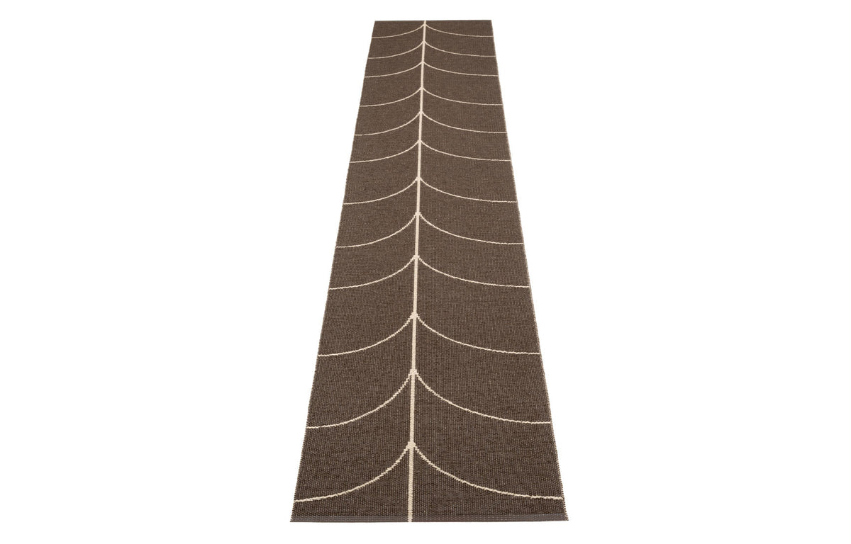 Leif Dark Brown Runner Rug by Pappelina - 2.25' x 11.75'.