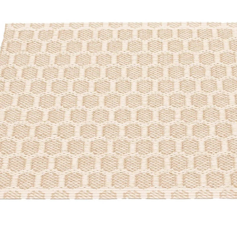MIMI Beige Runner Rug by Pappelina, showing closeup view of mimi beige runner rug.