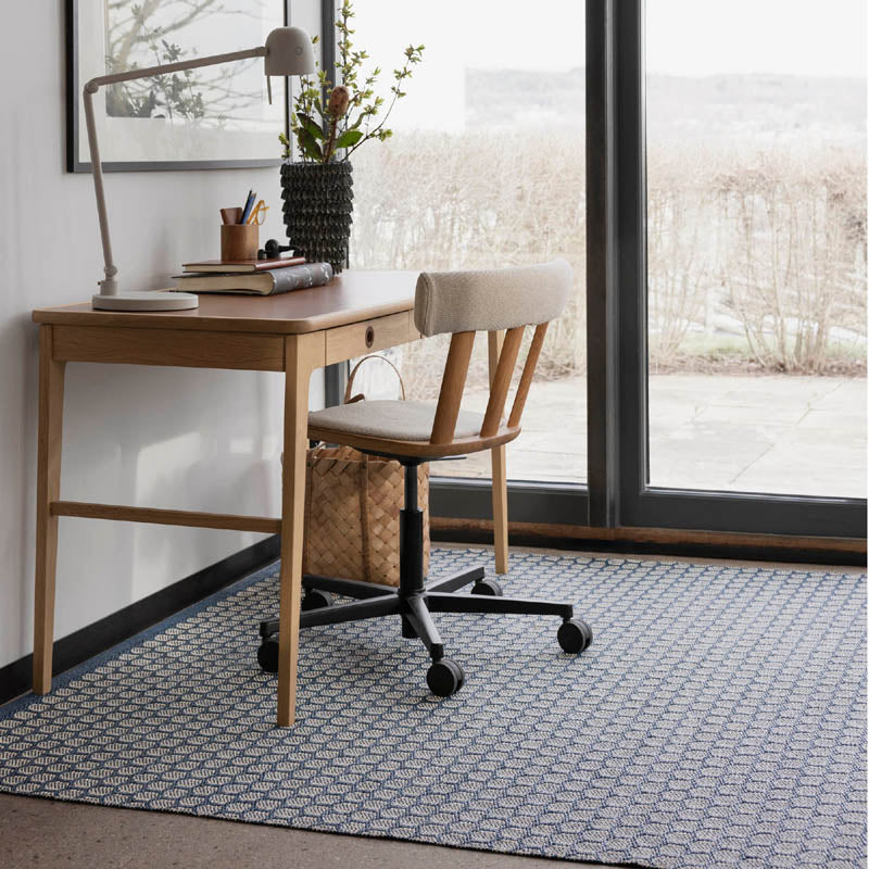 MIMI Ocean Blue Runner Rug by Pappelina, showing mimi ocean blue runner rug in live shot.
