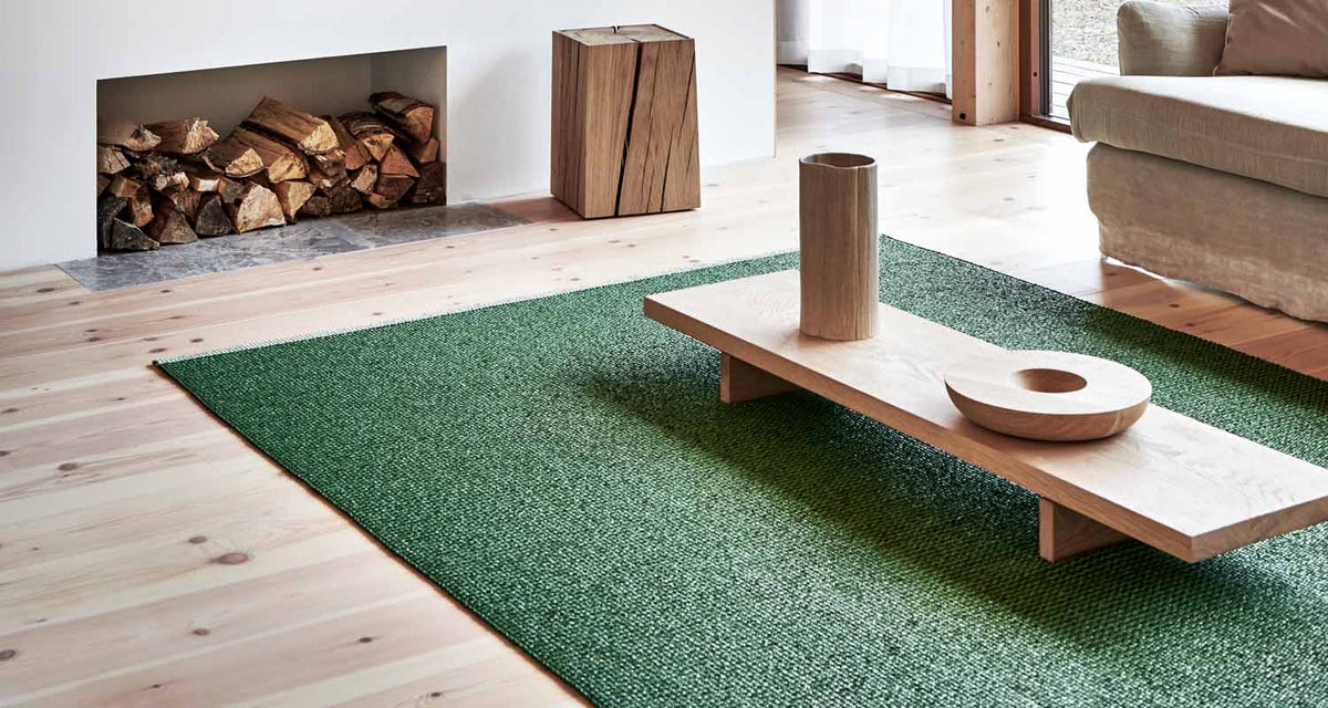 MONO Leaf Rug by Pappelina, showing mono leaf rug in live shot.