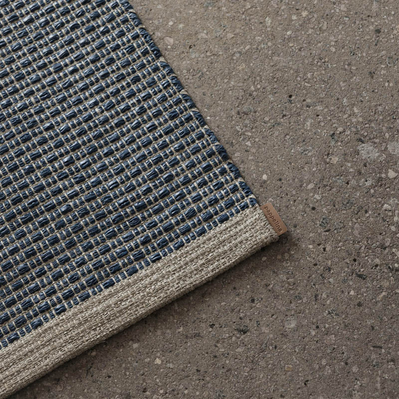 NILS Ocean Blue Runner Rug by Pappelina, showing closeup view of nils ocean blue runner rug.