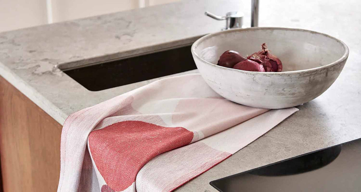 OTTO Kitchen Towel by Pappelina, showing otto kitchen towel in live shot.