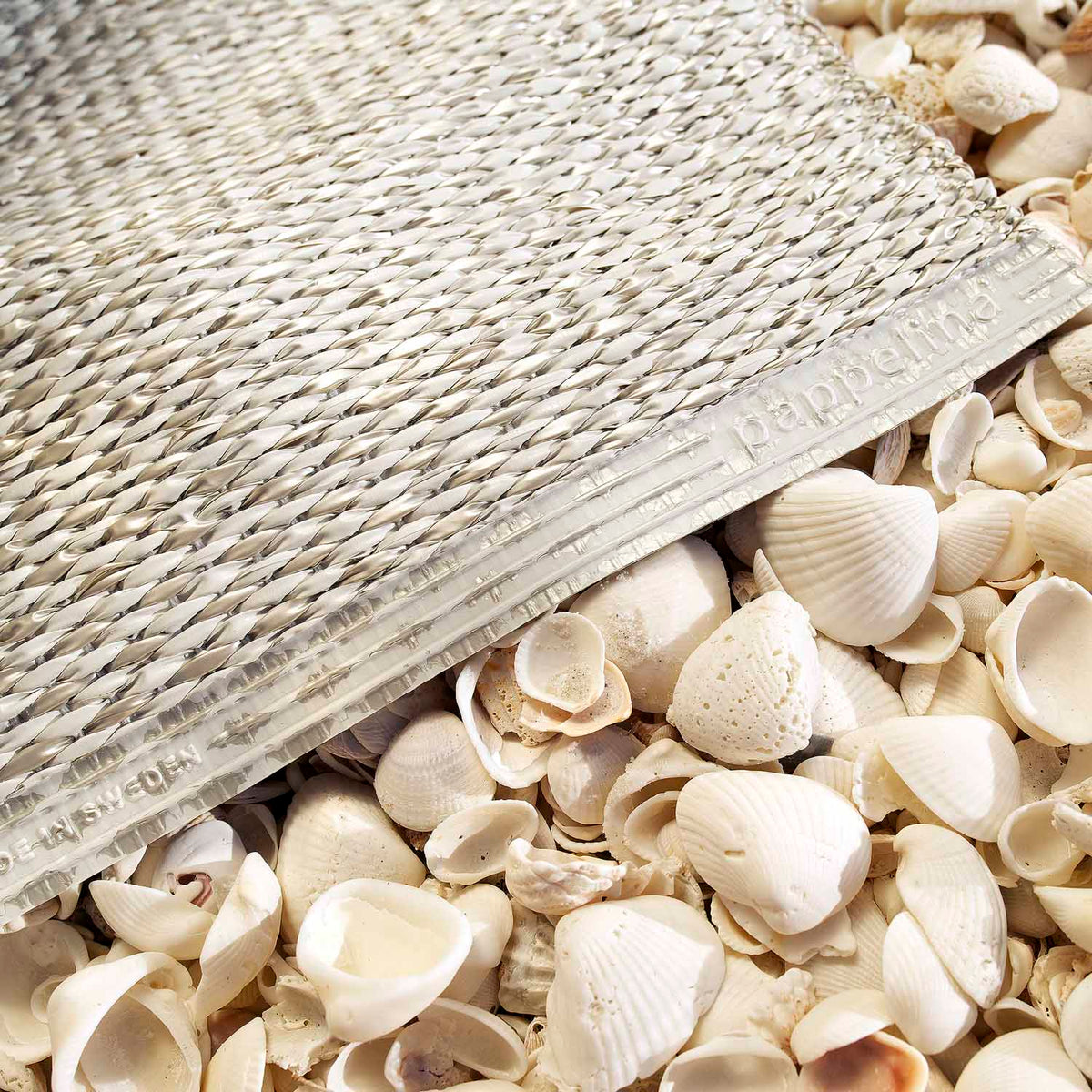 Svea Beige Runner Rug by Pappelina, showing svea beige runner rug in live shot.