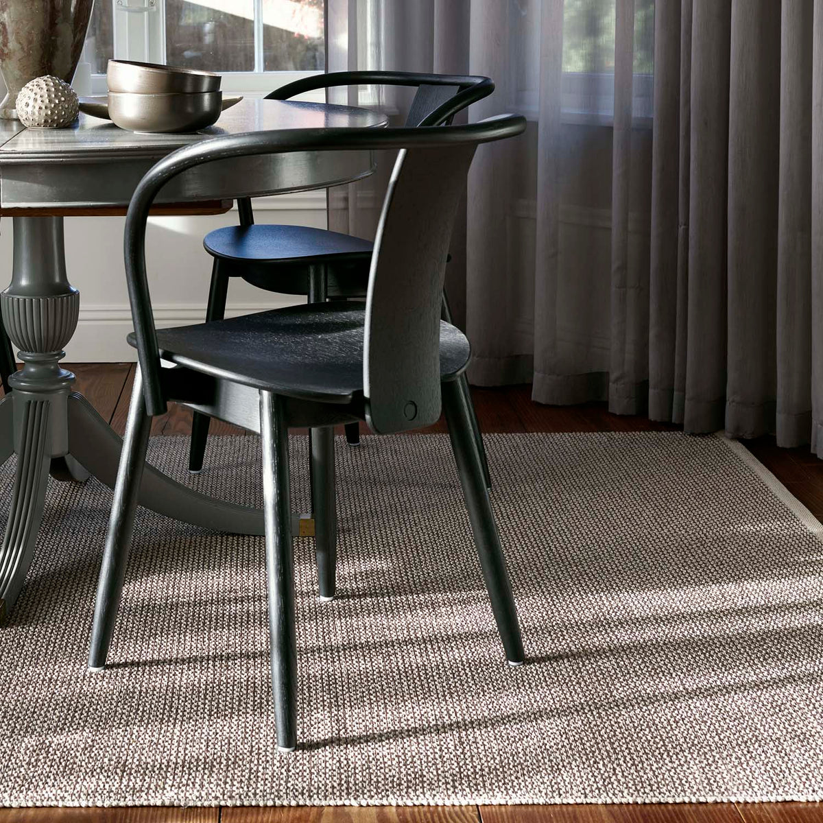 Svea Warm Grey Runner Rug by Pappelina, showing svea warm grey runner rug in live shot.