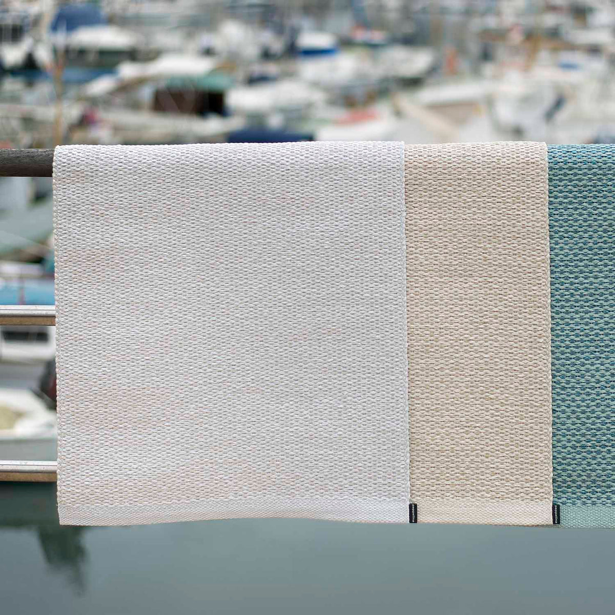 Svea White Runner Rug by Pappelina, showing svea white runner rug in live shot.