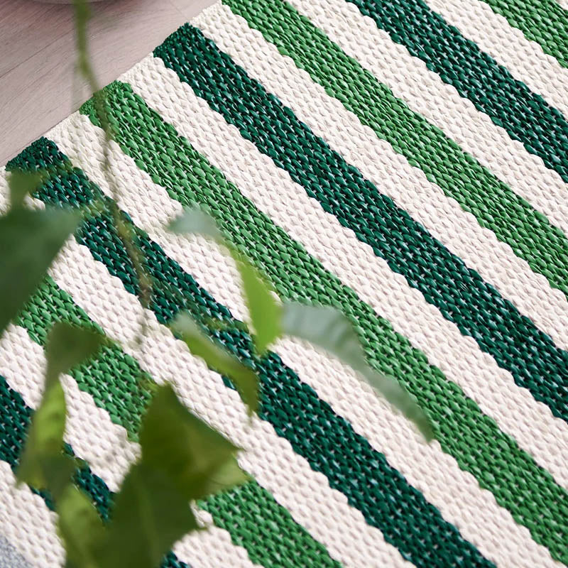 TEO Dark Green Runner Rug by Pappelina, showing teo dark green runner rug in live shot.