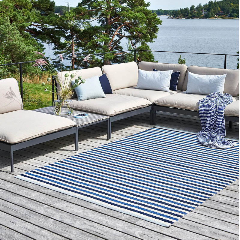 TEO Denim Runner Rug by Pappelina, showing teo denim runner rug in live shot.