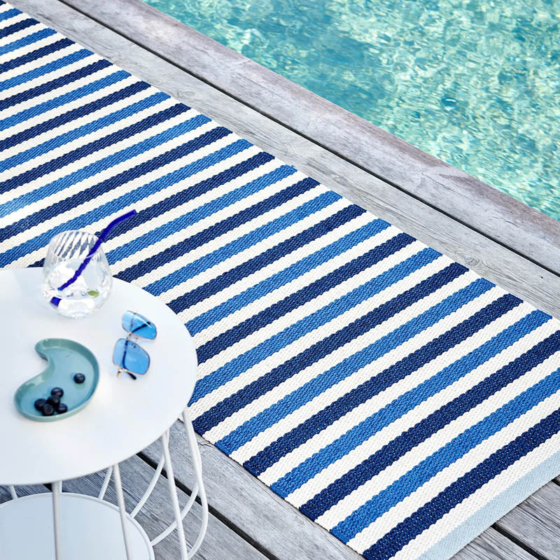 TEO Denim Runner Rug by Pappelina, showing teo denim runner rug in live shot.