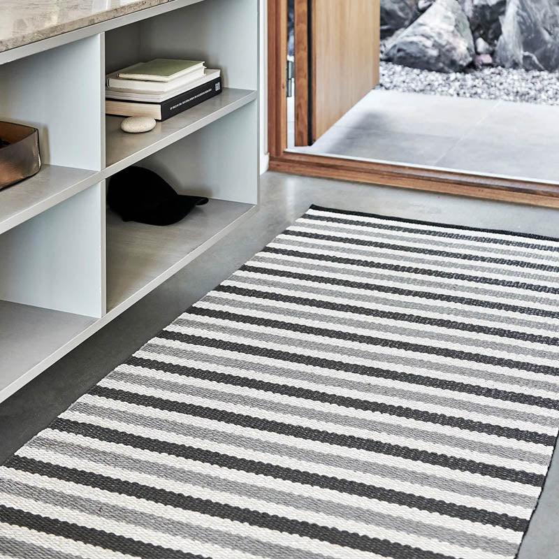 TEO Brown Runner Rug by Pappelina, showing teo brown runner rug in live shot.