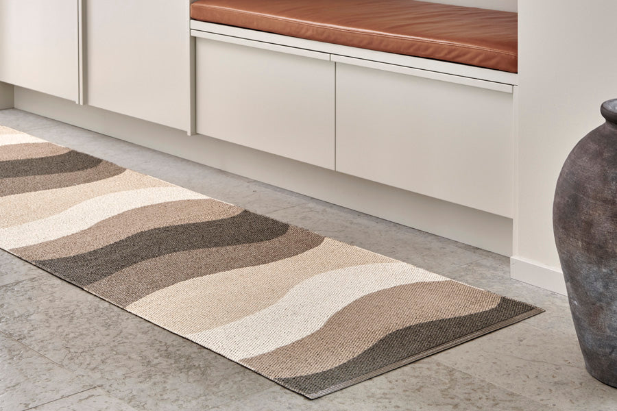 Urvi Earth Runner Rug by Pappelina, showing urvi earth runner rug in live shot.