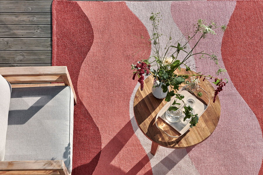 Urvi Fire Runner Rug by Pappelina, showing urvi fire runner rug in live shot.