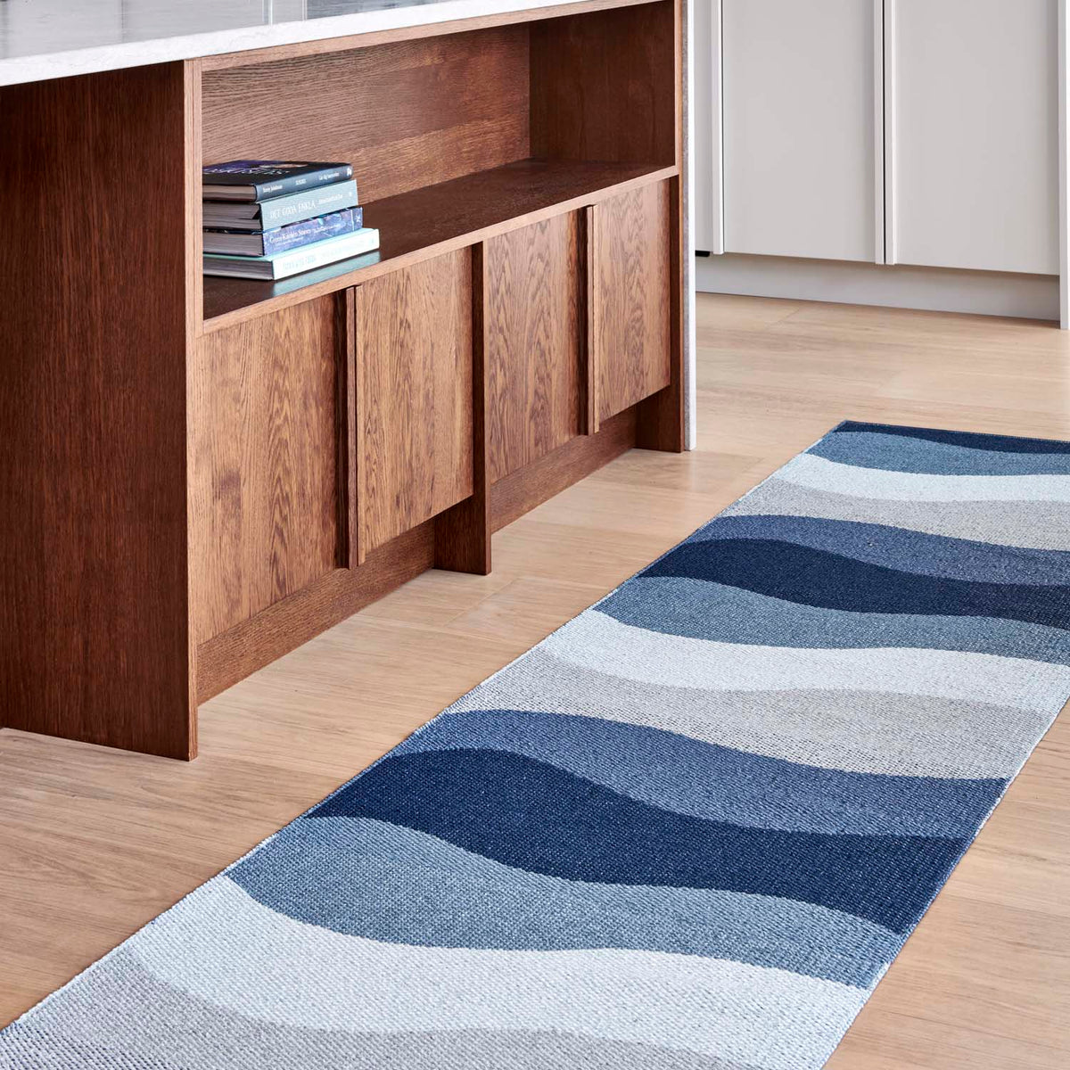 Urvi Water Runner Rug by Pappelina, showing urvi water runner rug in live shot.