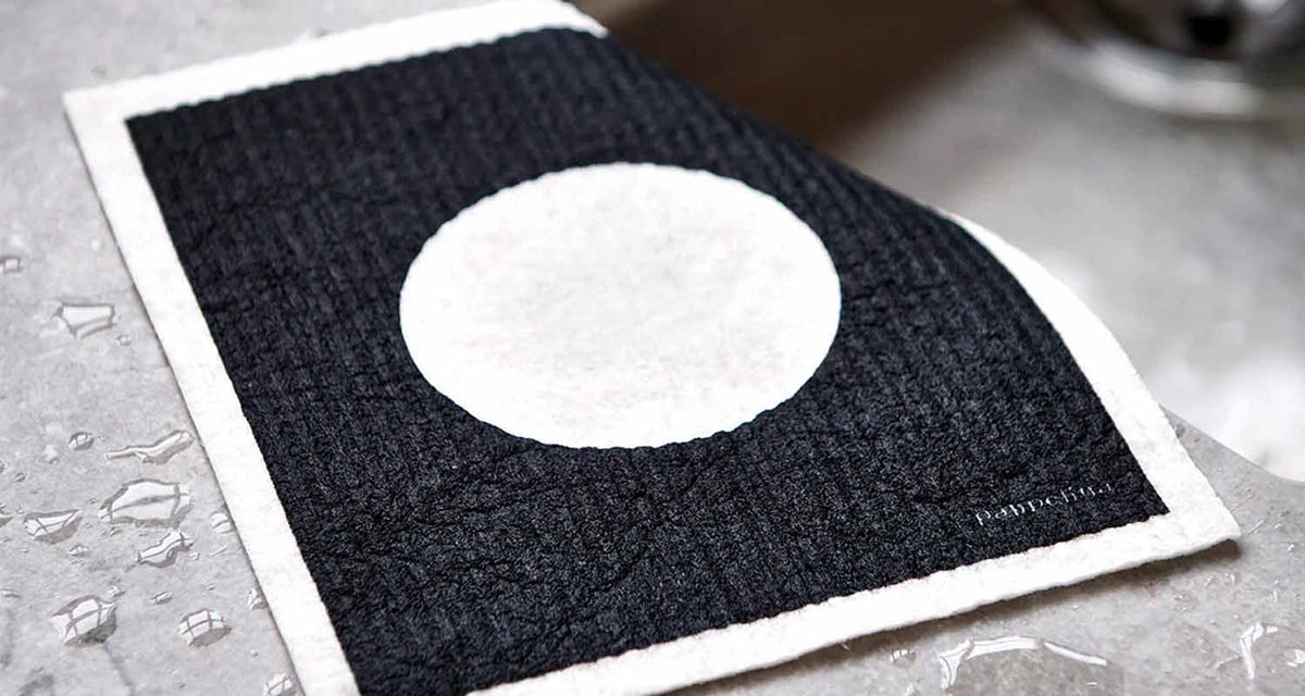 VERA POP Dish Cloth by Pappelina, showing vera pop dish cloth in live shot.