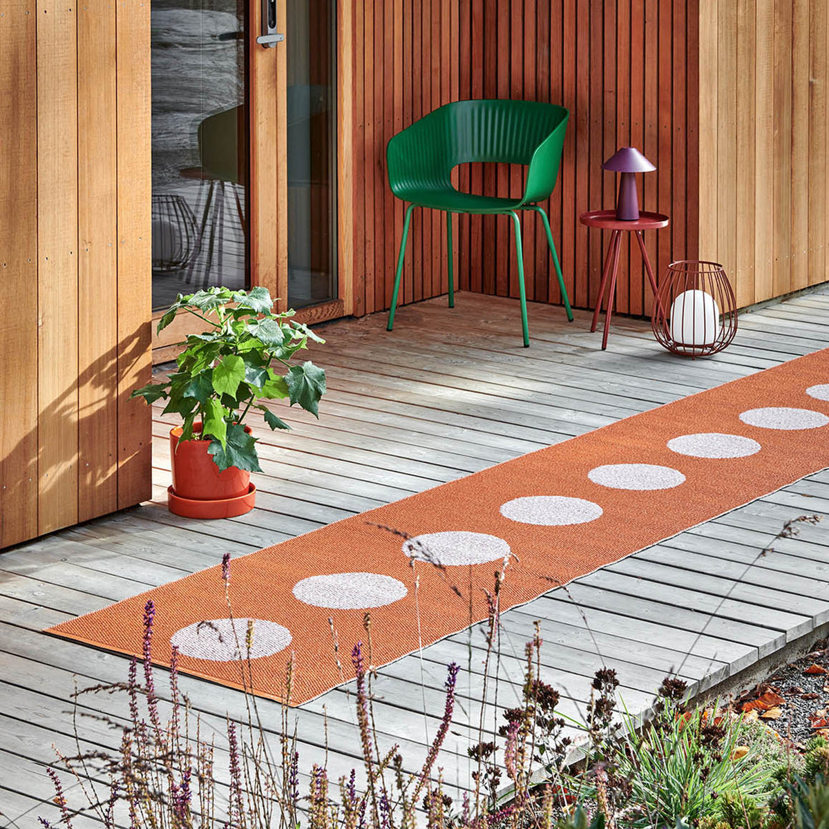 Vera Pop Pale Orange Runner Rug by Pappelina, showing vera pop pale orange runner rug in live shot.