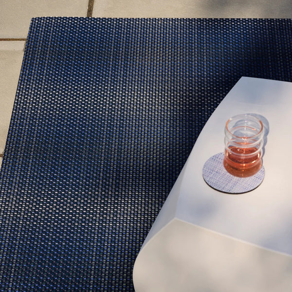 Parade Floor Mat by Chilewich, showing closeup view of parade floor mat in live shot.