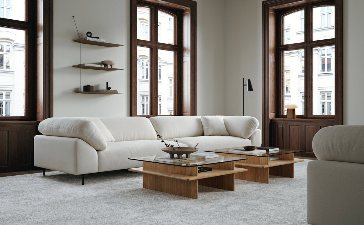 Parallel Coffee Table by Would, showing parallel coffee tables in live shot.