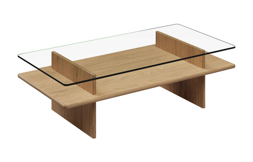 Parallel Coffee Table by Would - Rectangular/Oak/Glass.