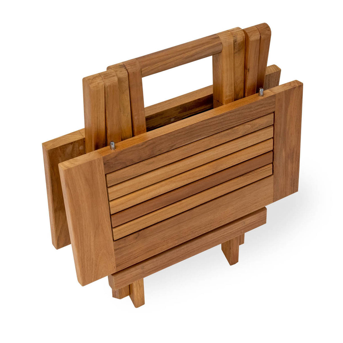 Paramount Folding End Table by SohoConcept, showing folded view of paramount folding end table in square/teak.